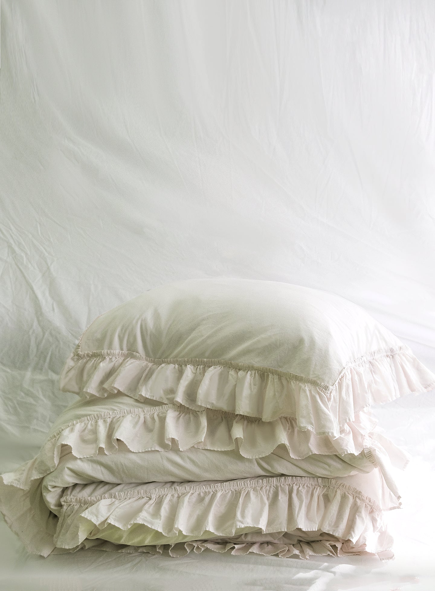Clementine Tatter Ruffle Poplin Duvet Collection New Colors! Linen