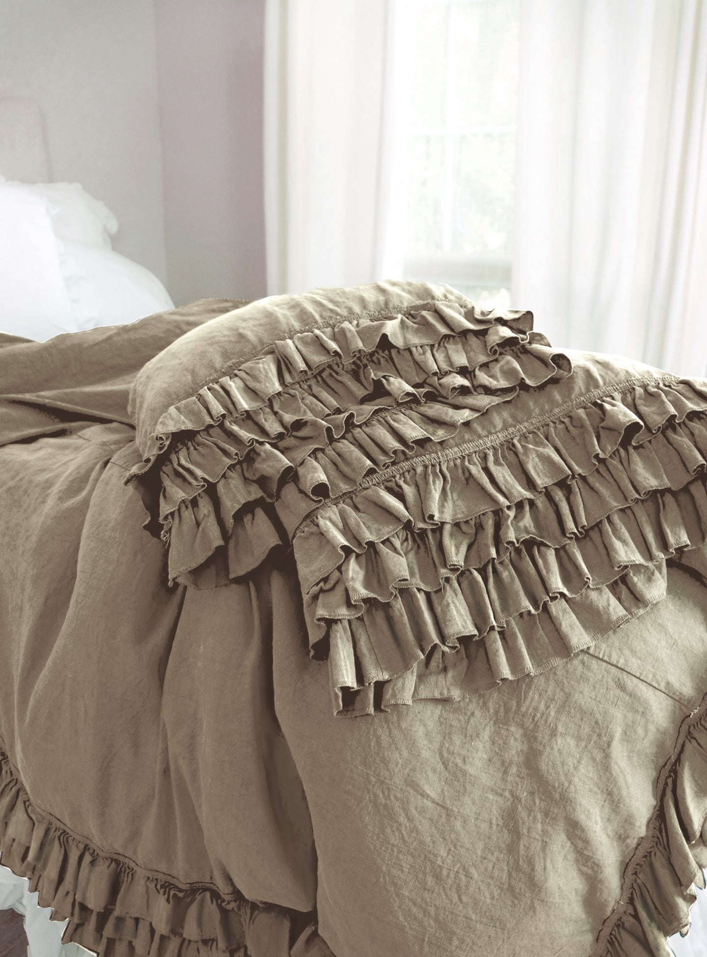 NEW! Gypsy Ruffle Linen Collection Natural Linen Salvage Et Cie