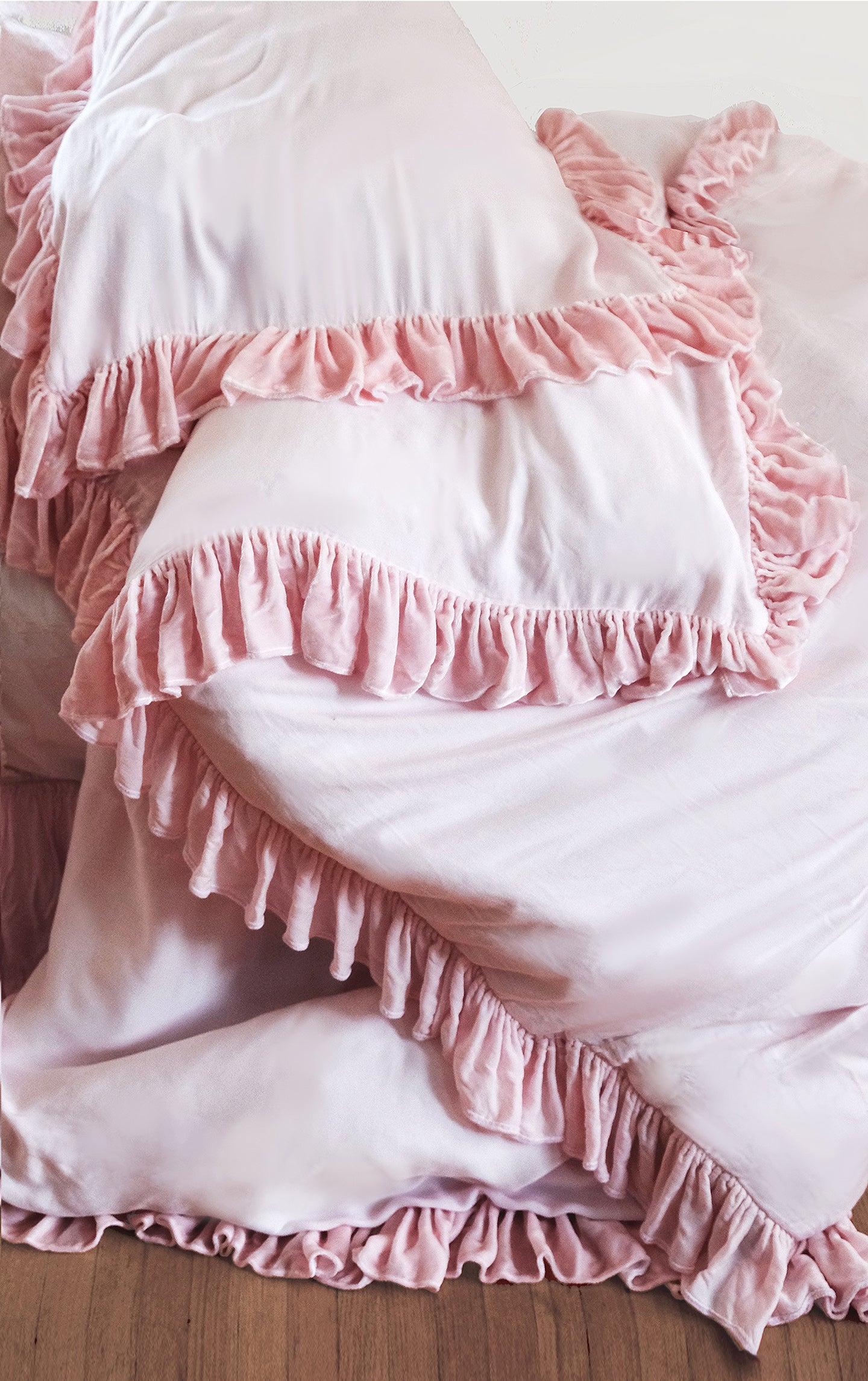 Charlotte Silk Velvet Ruffle Collection Petal Linen Salvage Et Cie