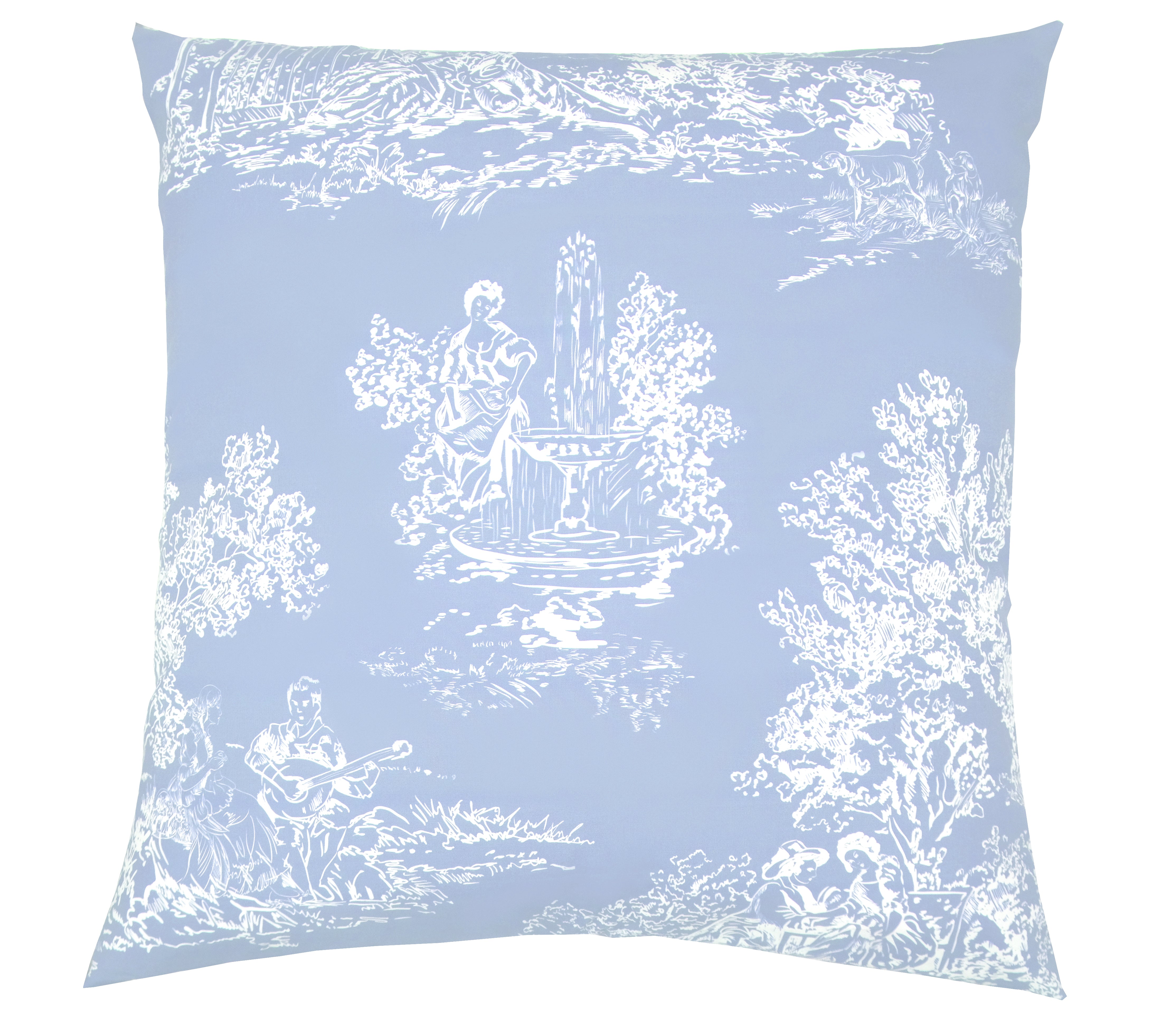 Colette Toile Pillow Teacup Blue Linen Salvage Et Cie