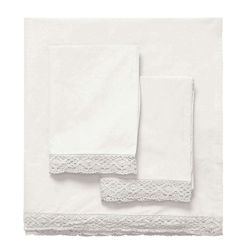 Chelsea Crochet Edge Sheet Collection - White - Linen Salvage Et Cie