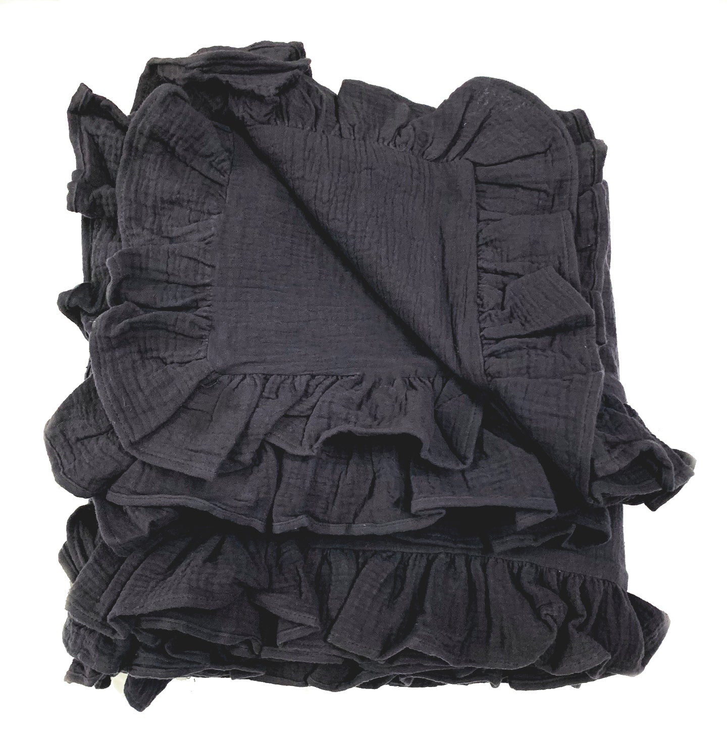 Anna Pucker Ruffle Cotton King Duvet Midnight Bllue Linen Salvage Et Cie