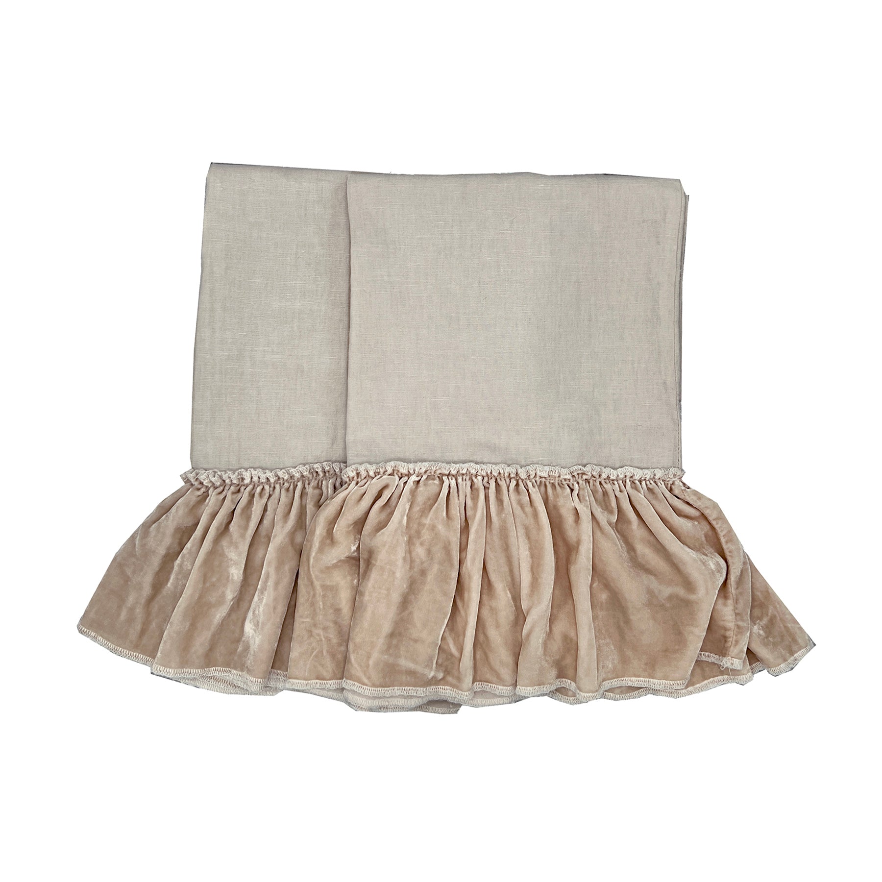 1 Set Velvet Tatter Ruffle Linen Standard Pillowcases Soft Nude