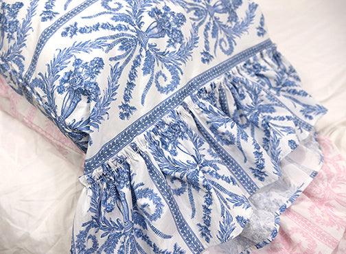 Our blue Victoria Toile print is a beautiful example of French style floral prints being updated for today's bedding style.