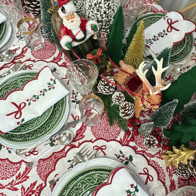 Red Flowers & Vines - Tablecloth