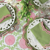 Pink and Green, Flowers & Vines - Tablecloth