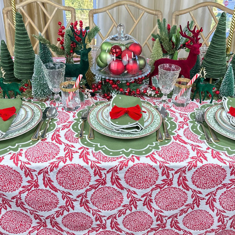 Red Flowers & Vines - Tablecloth
