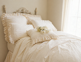 NEW COLOR ! Ambrosia Crochet Ruffle Duvet Collection - Creme