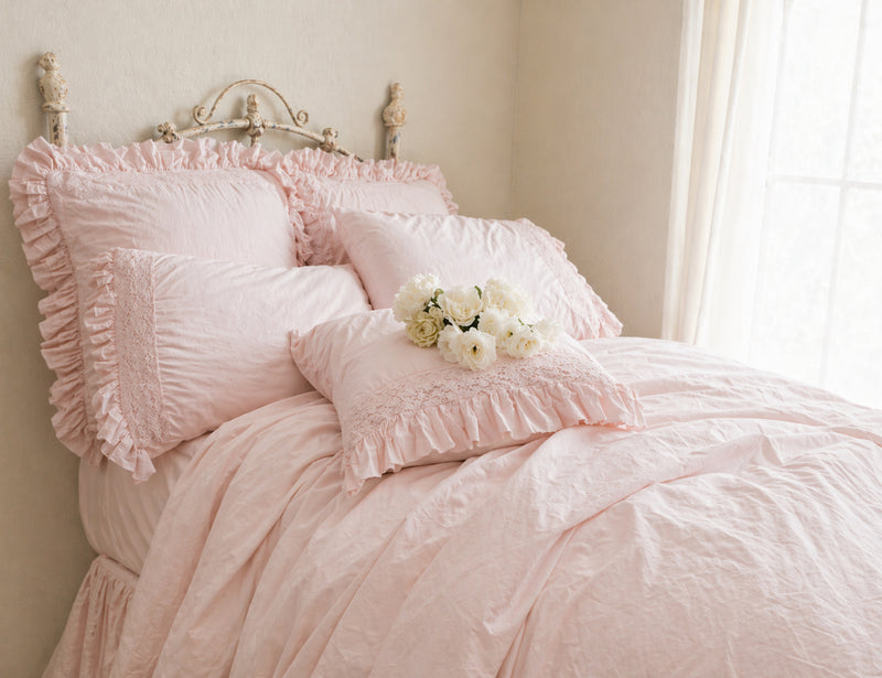 NEW COLOR ! Ambrosia Crochet Ruffle Duvet Collection - Rose