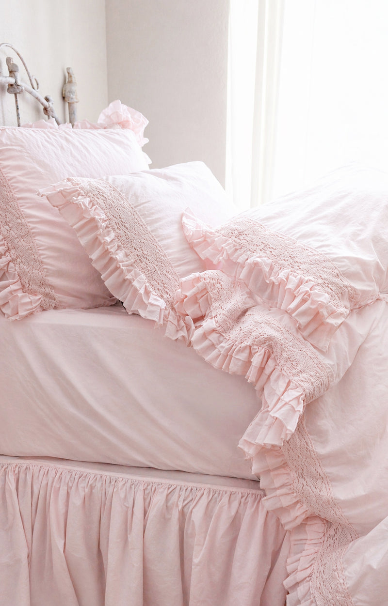 NEW COLOR ! Ambrosia Crochet Ruffle Duvet Collection - Rose