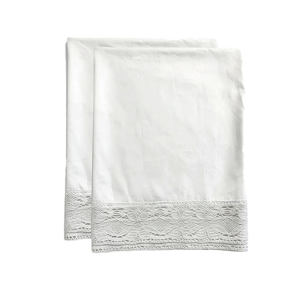 New! Holiday Set-Anna Vintage Crochet Pillowcase Set/2 - White