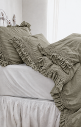 NEW COLOR ! Ambrosia Crochet Ruffle Duvet Collection - Natural