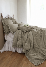 NEW COLOR ! Ambrosia Crochet Ruffle Duvet Collection - Natural