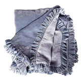 Colette Petite Silk Velvet Ruffle Linen Bed - Chambray