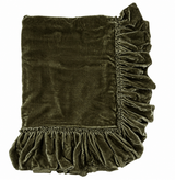1 Unit-  Silk Velvet Isabella Tatter Ruffle Large Throw - Army