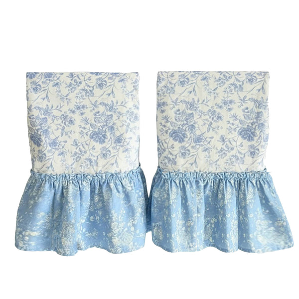 Set / 2 French Toile Mix King Pillowcases-Blue