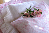 3 PC Set- French Toile Tatter Ruffle FQ Duvet and Tatter Ruffle Pillowcases - Soft Rose