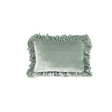 Isabella Tatter Velvet Ruffle Linen Toss Pillow - Sage