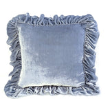 Isabella Tatter Velvet Ruffle Linen Toss Pillow - Chambray