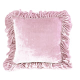 Isabella Tatter Velvet Ruffle Linen Toss Pillow - Rose