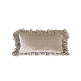 Isabella Tatter Velvet Ruffle Linen Toss Pillow - Champagne