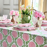 Pink and Green, Flowers & Vines - Tablecloth