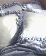 Montage Velvet Ruffle Linen Bed - Chambray