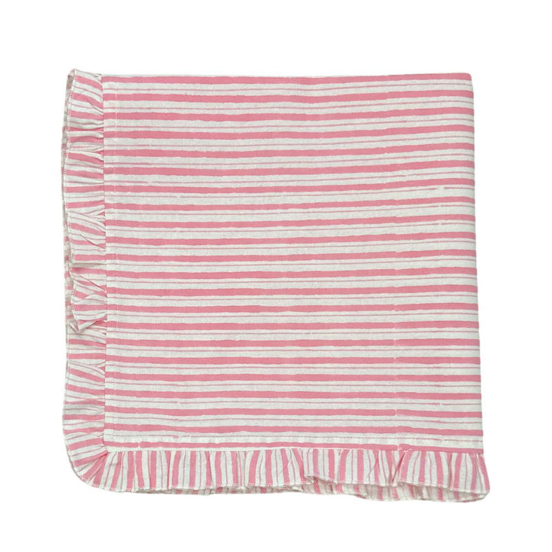 Pink Stripes with Ruffle - Napkin - Set of 4