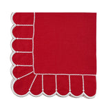 100% Linen - Studio Collection: Pippa Napkin - Red/White (Set of 4)