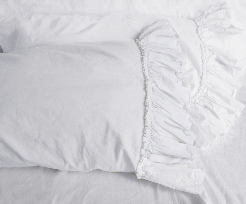 Set/2 Clementine Tatter Ruffle Pillowcase Standard - White