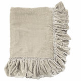 1 Unit-  Silk Velvet Isabella Tatter Ruffle Medium Throw - Champagne
