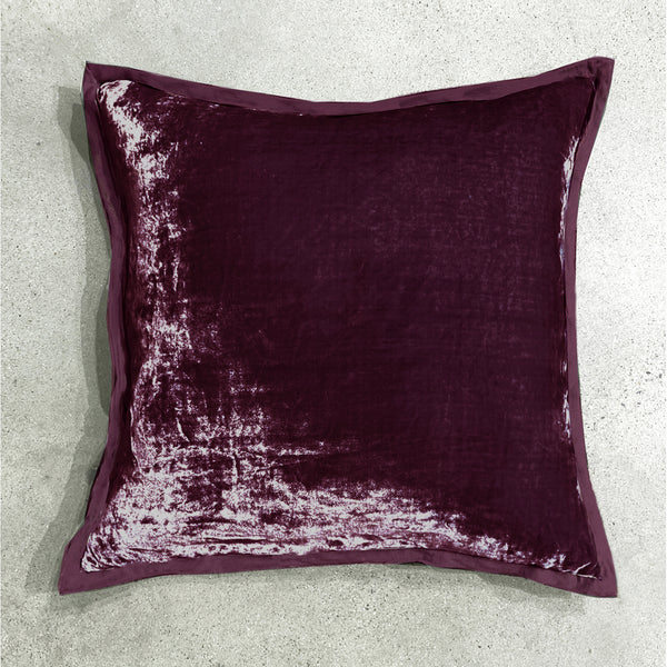 Velvet Frame Pillows and Shams - Aubergine
