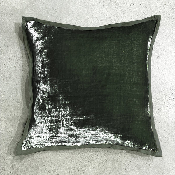 Velvet Frame Pillows and Shams - Aloe