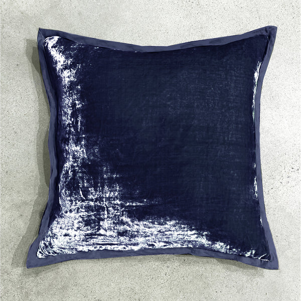 Velvet Frame Pillows and Shams  - Denim