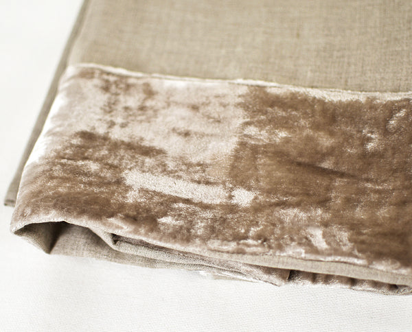 Velvet Border Linen Bedding - Natural