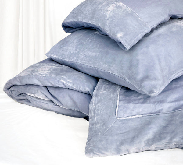 Velvet Border Linen Bedding - Chambray