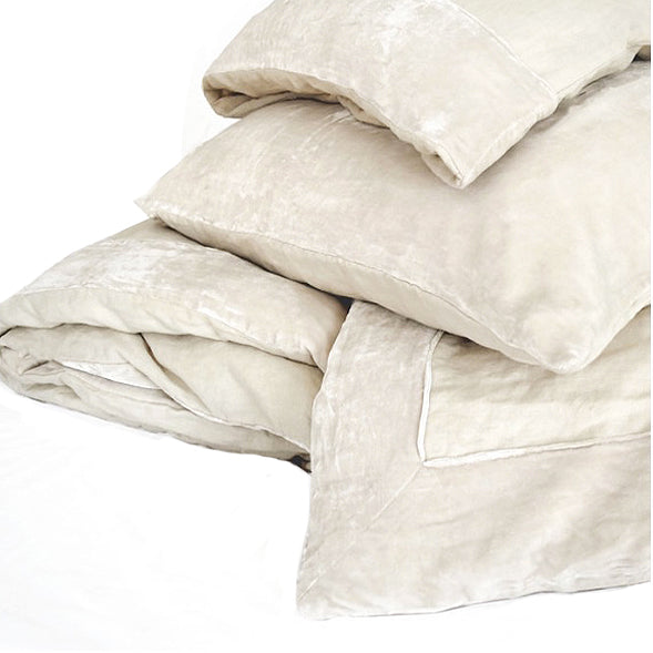 Velvet Border Linen Collection - Creme - Linen Salvage Et Cie