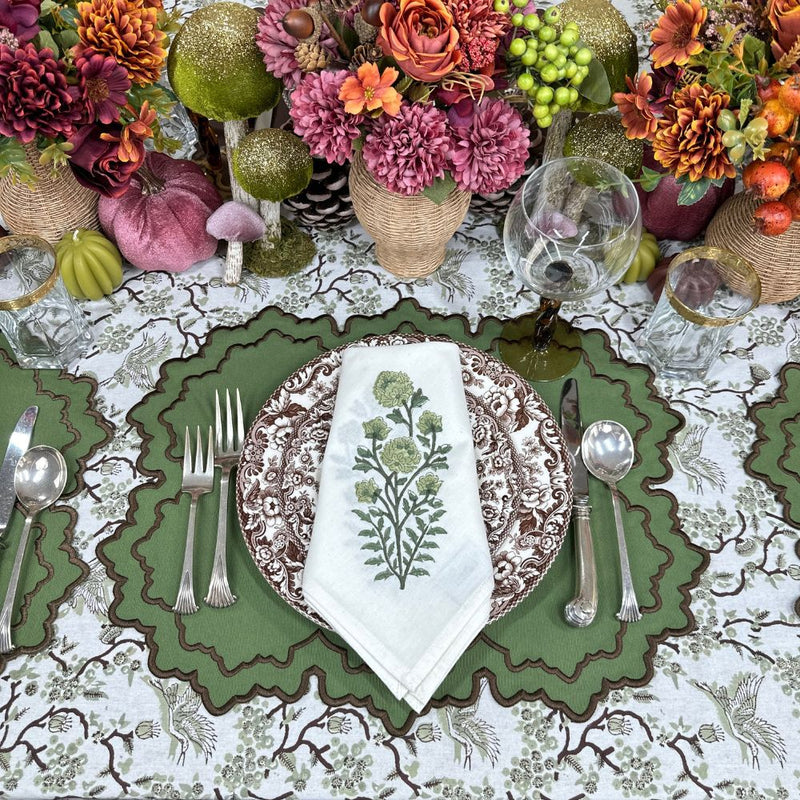 Green Flower - Motif Napkin (Set of 4)