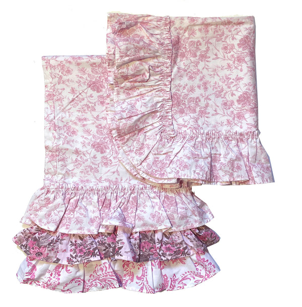 Mix & Match Pretty Toile Tatter Ruffle Sample Set/2 -Pink