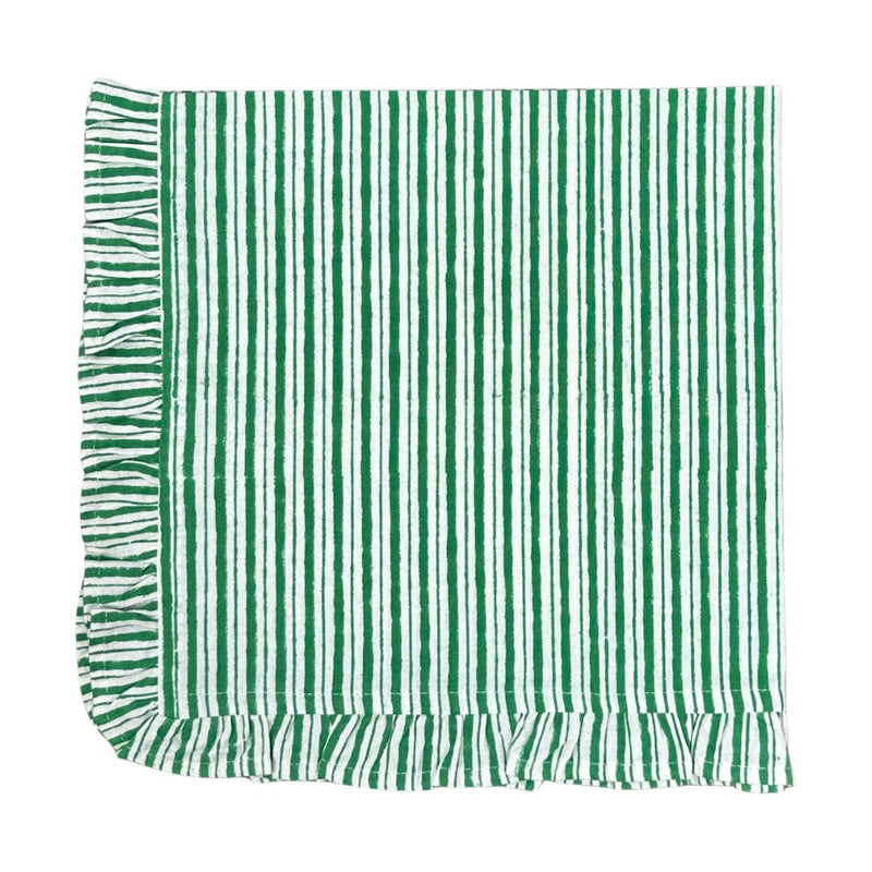 Green Stripes with Ruffle - Napkin (Set of 4)