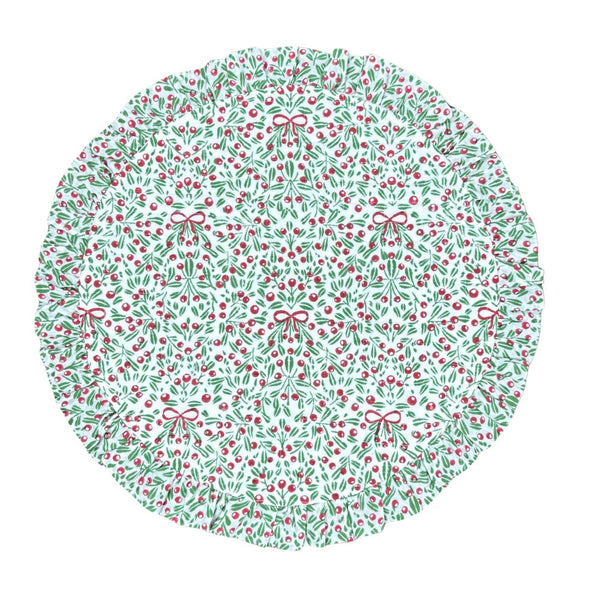 Mistletoe & Bows Quilted Ruffle Placemat - Set of 4