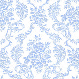 Trellis Damask Print Fabric- Teacup Blue