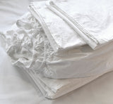 Softly Washed 100% Cotton Poplin Sheet Collection-WHITE - Linen Salvage Et Cie