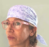 French Toile Print Bandana-Soft Lilac - Linen Salvage Et Cie