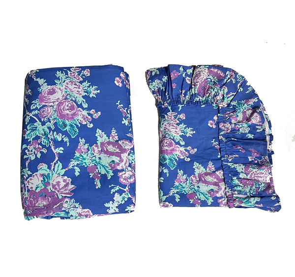 Sample Set #20  Austin Rose Twin Duvet Set-True Blue
