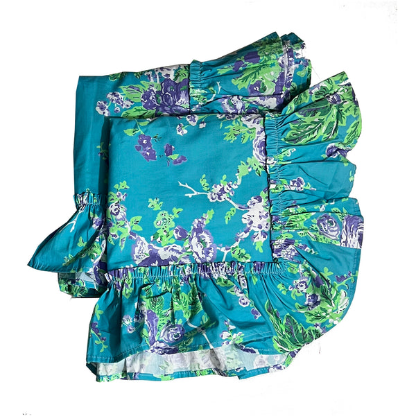 Collector's Set! -1 Pair- Austin Rose  Tatter Ruffle Euro Shams - Teal