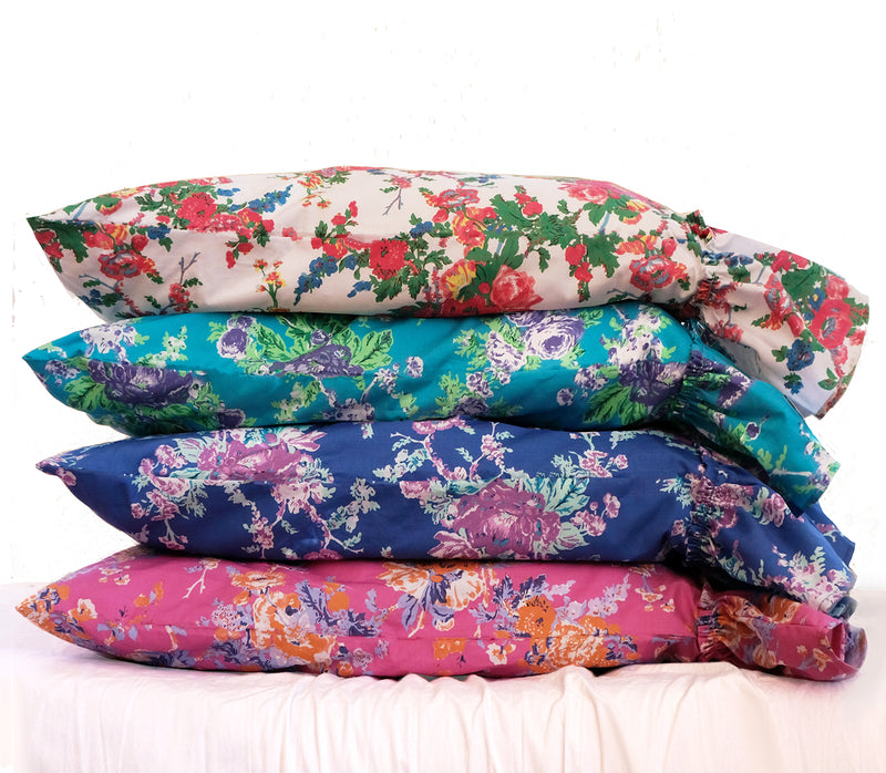 NEW! AUSTIN ROSE TATTER RUFFLE PRINT PILLOWCASES - Linen Salvage Et Cie