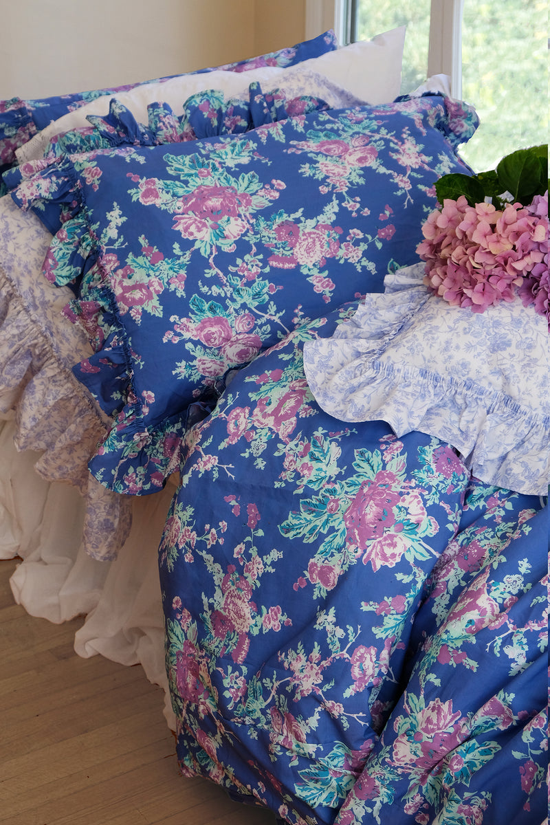 Sample Set #20  Austin Rose Twin Duvet Set-True Blue