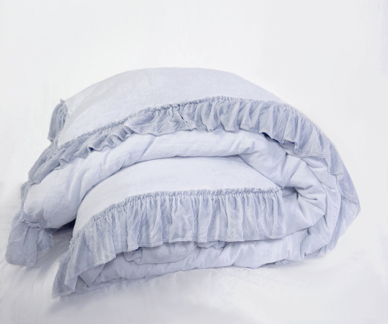 Silk Velvet Tatter Ruffle Collection - Chambray - Linen Salvage Et Cie