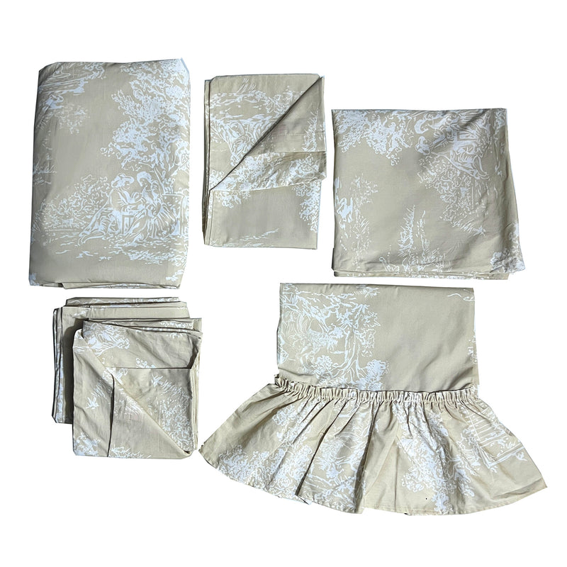 Collector's Sample Set #22  6 Piece Colette Toile Twin Duvet Set-Ecru